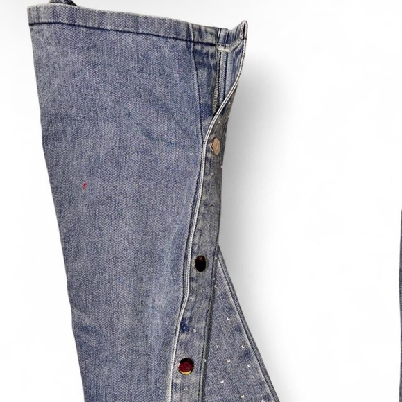 Women's Wide Leg Blue Denim Jeans - Picture 6 of 7